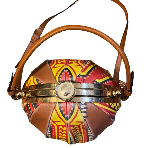 Handbag Republic Classic Tribal Print Multicolor Bowling Bag Purse - Picture 5 of 6